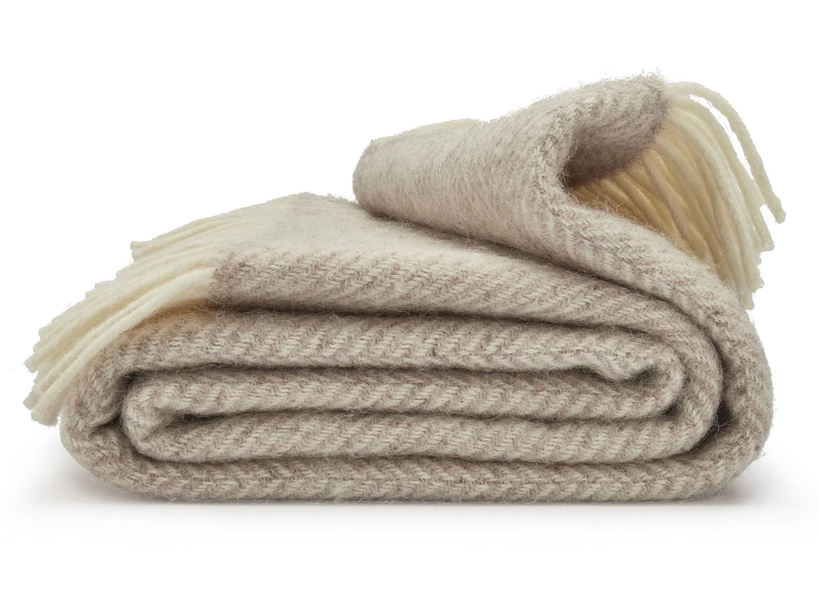 Herringbone Pure New Wool Throw - Hazel - Image 2