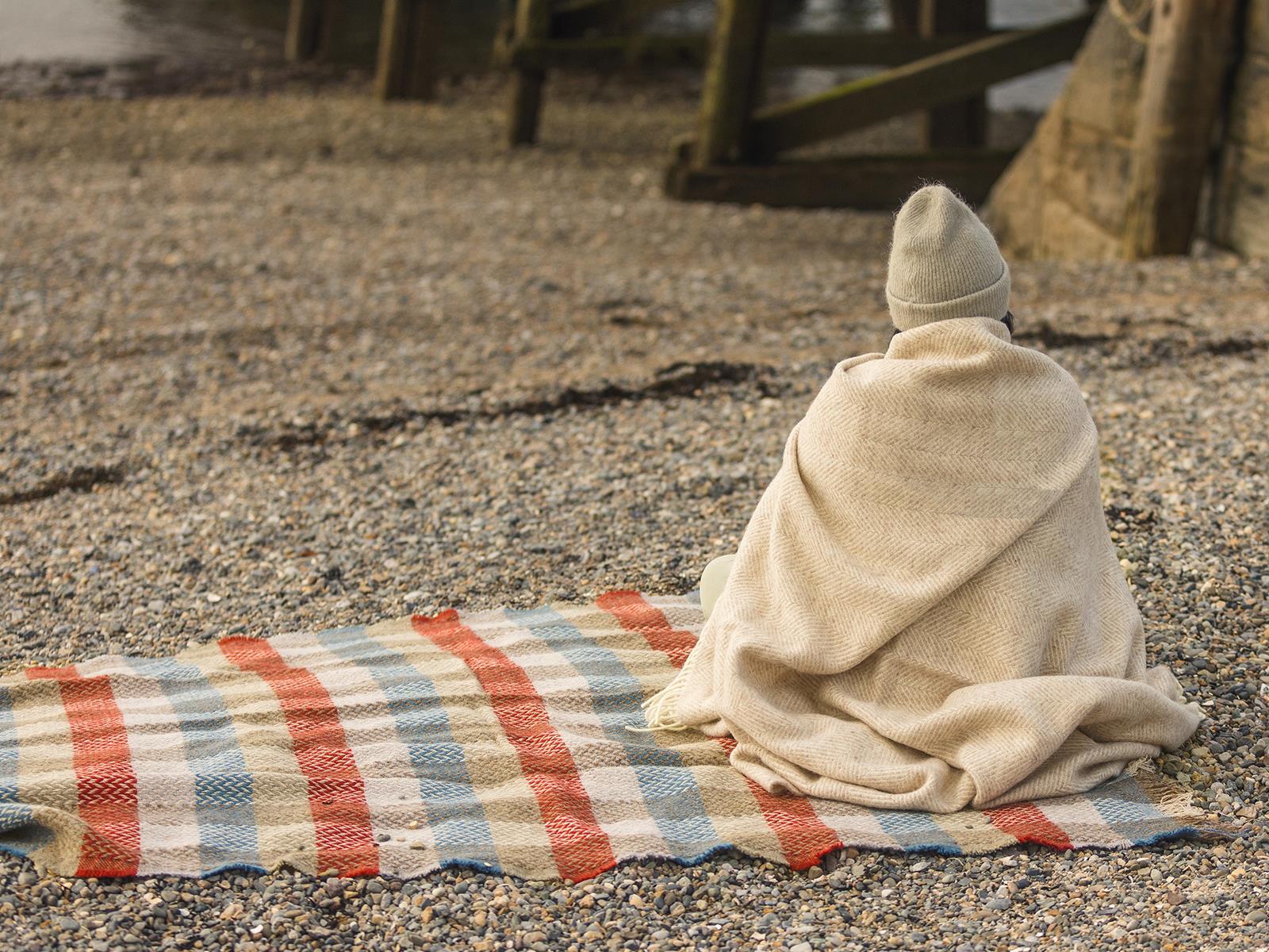 Herringbone Pure New Wool Throw - Hazel - Image 3