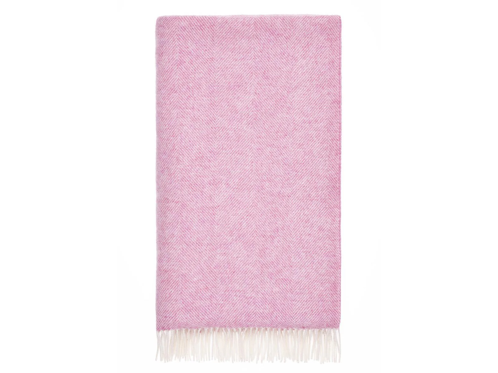 Herringbone Shetland Pure New Wool Throw - Pale Pink