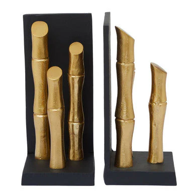Hiba Set Of Two Gold Finish Bamboo Effect Bookends - Image 11
