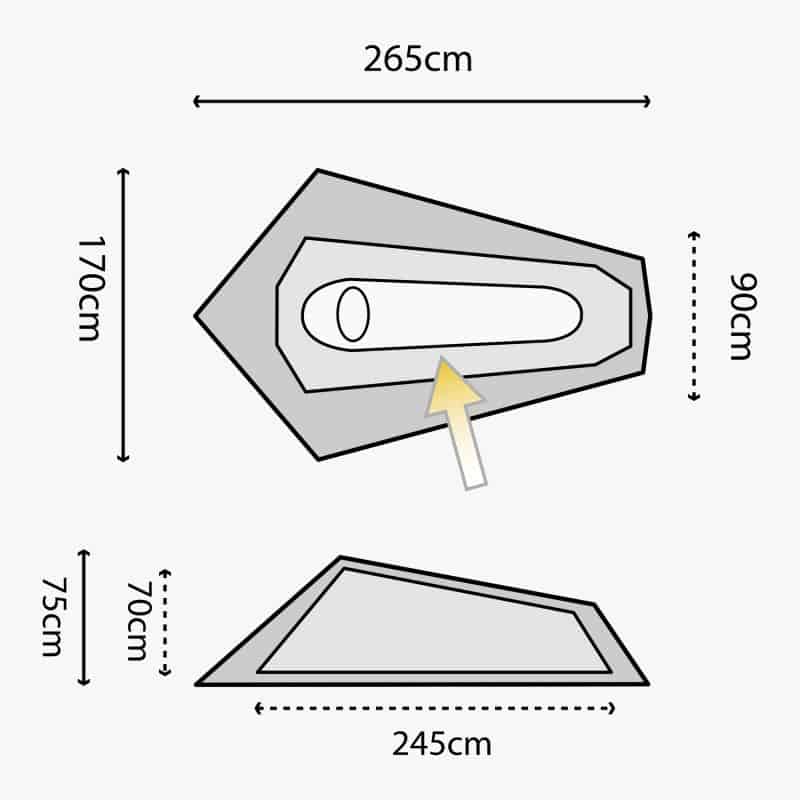 Highlander Blackthorn 1 Lightweight Solo Backpacking Tent  (Various colours) - Image 7