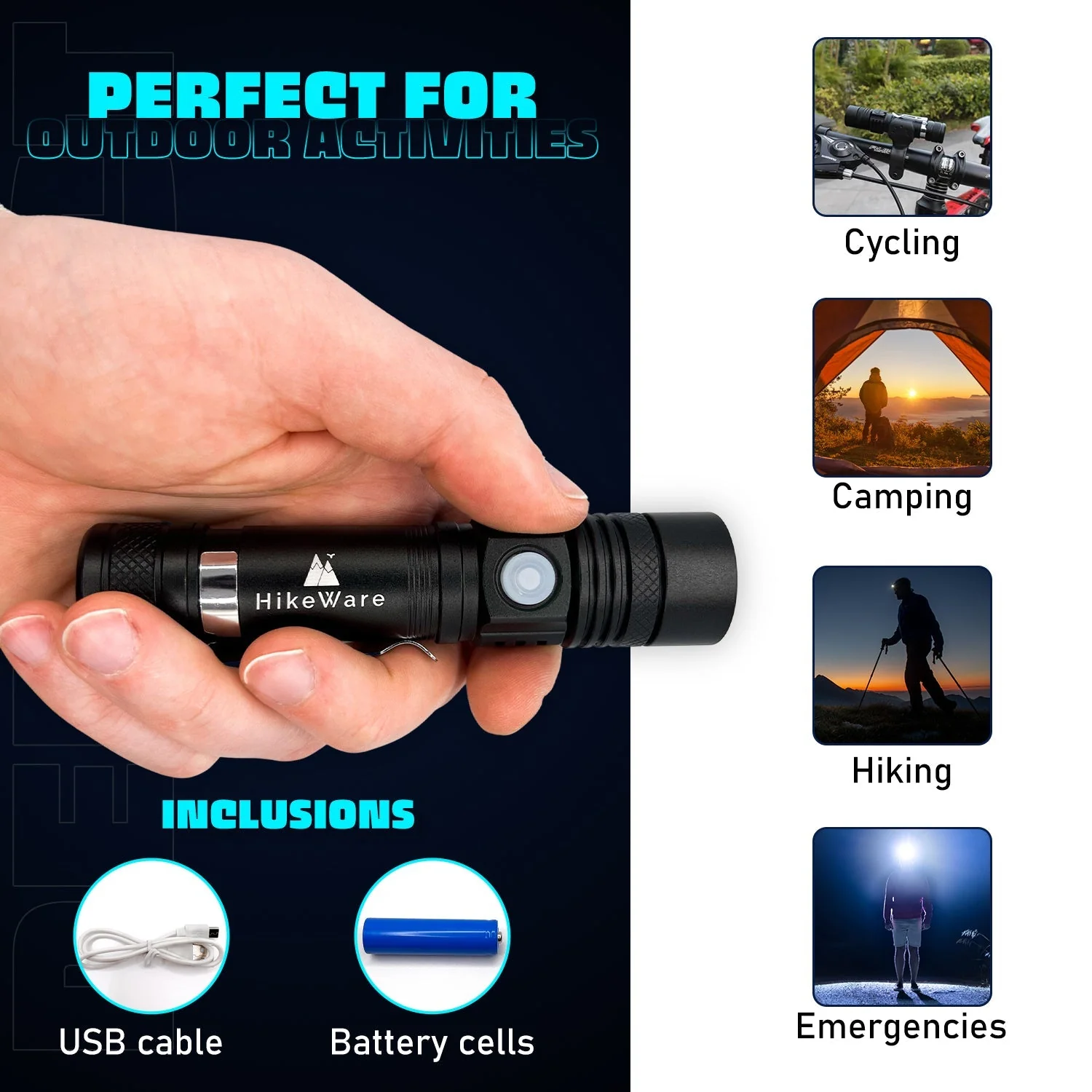 HikeWare Ultra Bright LED Pocket Flashlight - 2000 Lumens - Image 5