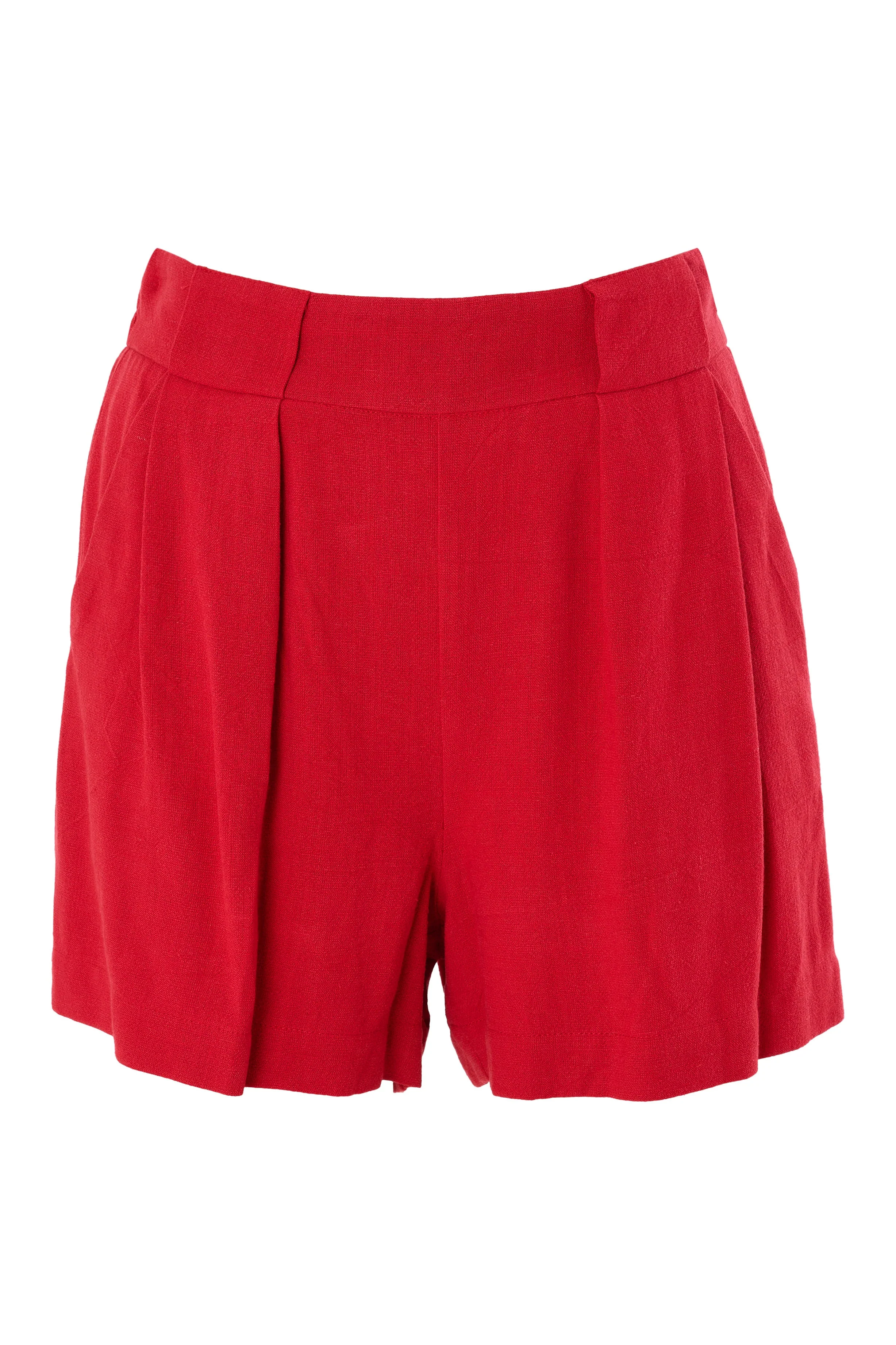 Hilton Linen Mix Shorts - Red - Image 5