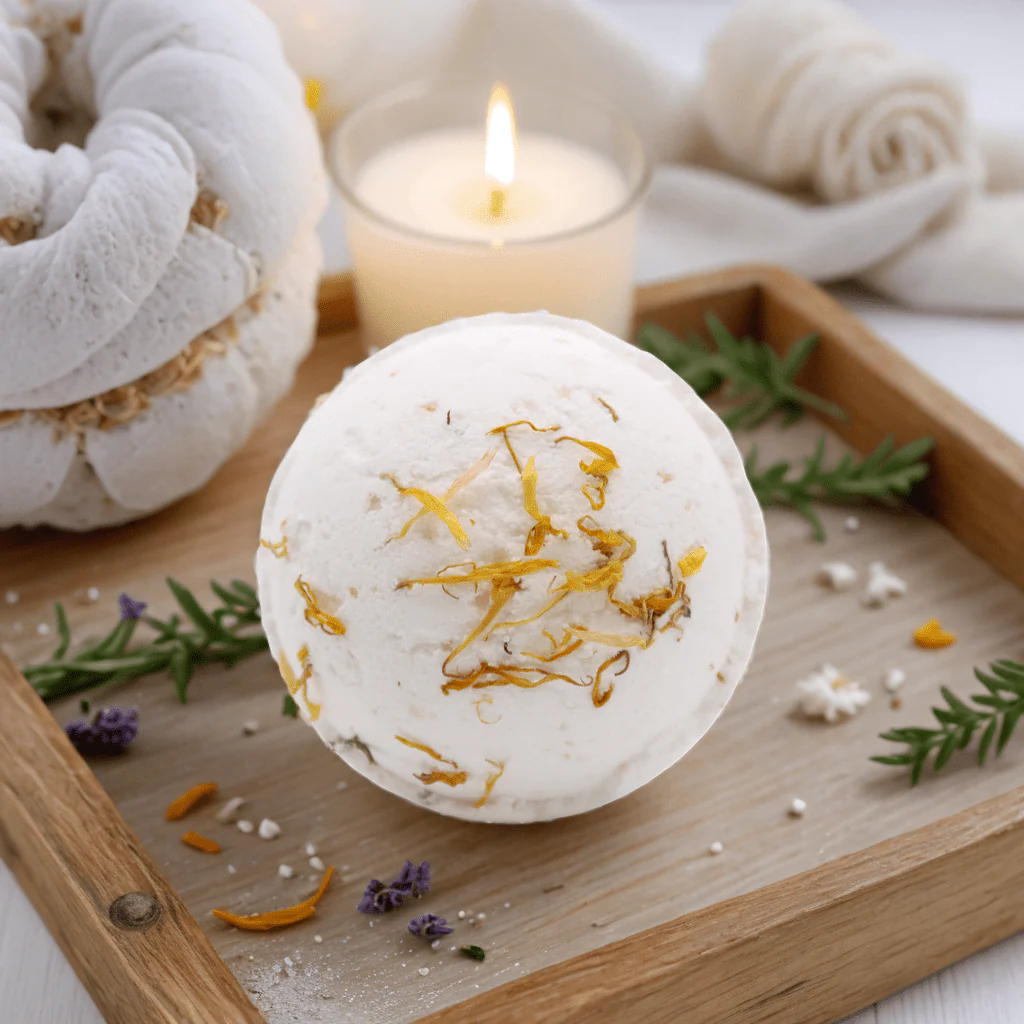 Himalayan Salt Bath Bomb - Energise with Lemon, Ginger, Orange & Avocado Oil - Image 4
