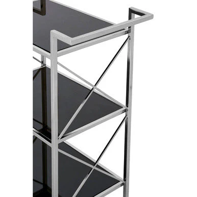 Hoffmann Black Mirrored Glass 3 Tier Trolley - Image 5