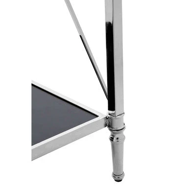 Black Mirrored Glass Two-Tier Console Table with Silver Nickel Finish Frame, Hoffmann - Image 5