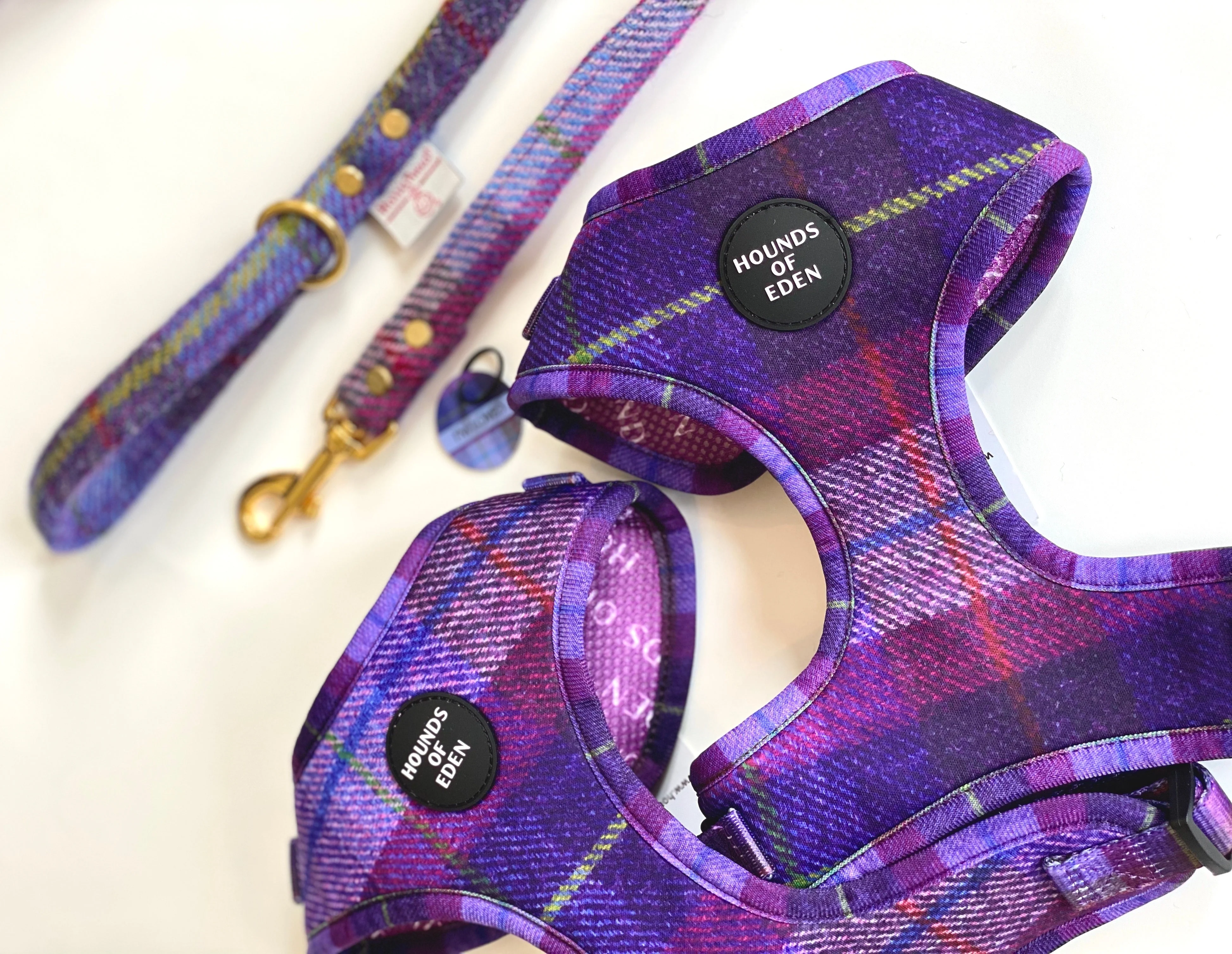 'Molly' - Pink & Purple Check Dog Harness - Image 14