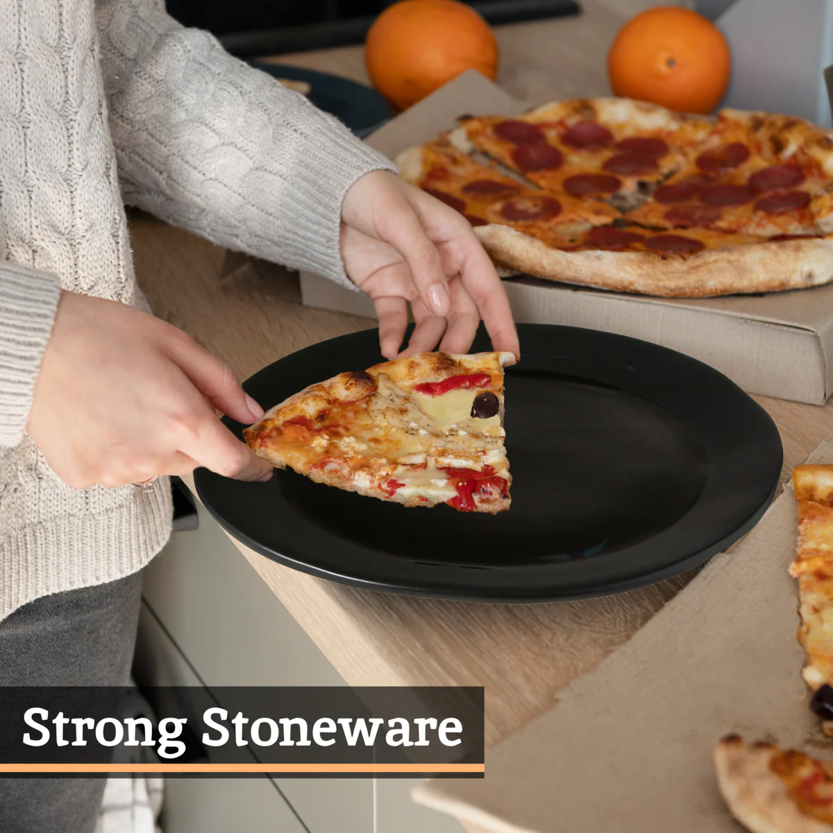 Hygge Black Stoneware Pizza Plate - Image 8
