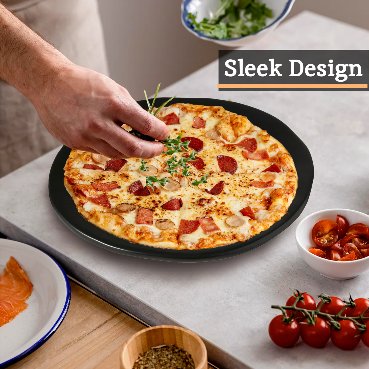 Hygge Black Stoneware Pizza Plate - Image 9