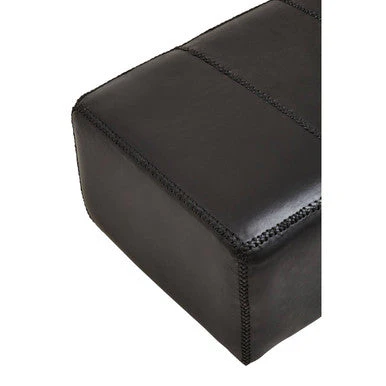 Inca Black Leather Bench with Teak Wood Legs - Image 7