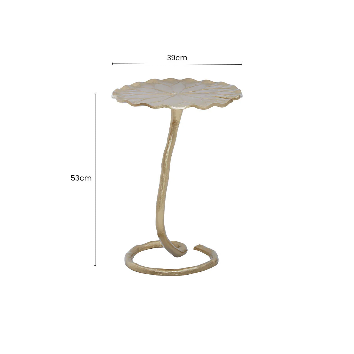 Handcrafted Gold Metallic Side Table with Floral Inspired Scalloped Top, Inventivo - Image 11