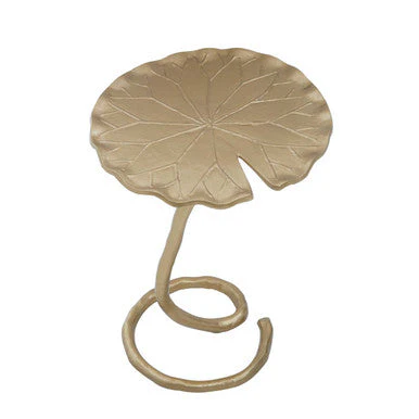 Handcrafted Gold Metallic Side Table with Floral Inspired Scalloped Top, Inventivo - Image 3