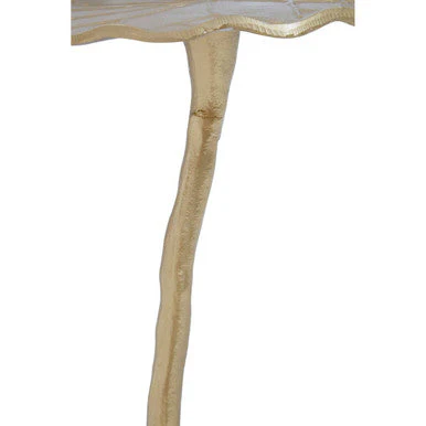 Handcrafted Gold Metallic Side Table with Floral Inspired Scalloped Top, Inventivo - Image 9