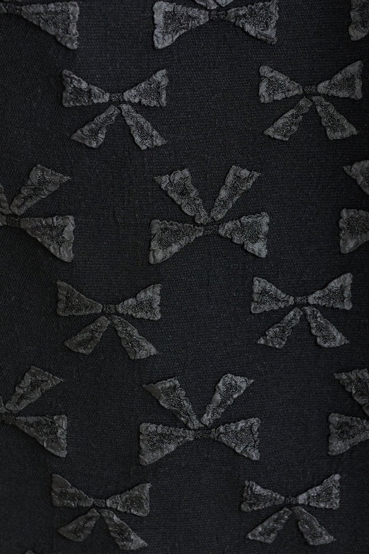 Iris Bow Black Jacquard White Embroidered Collar Midi Dress - Image 5