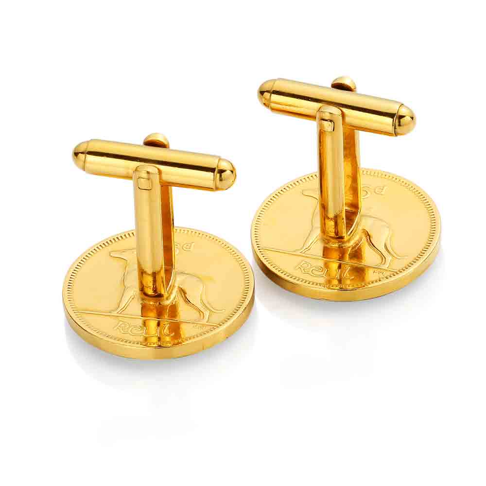 Irish Sixpence - Harp Side - Enamelled Coin Cufflinks - Image 2