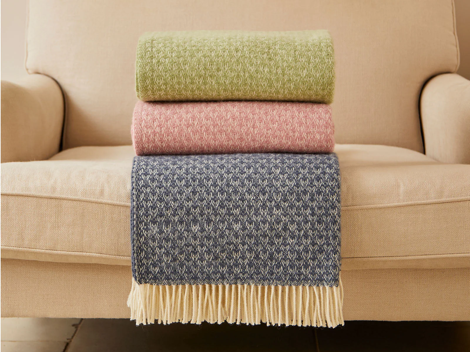 Isobel Crescent Pure New Wool Throw - Blue Slate - Image 2