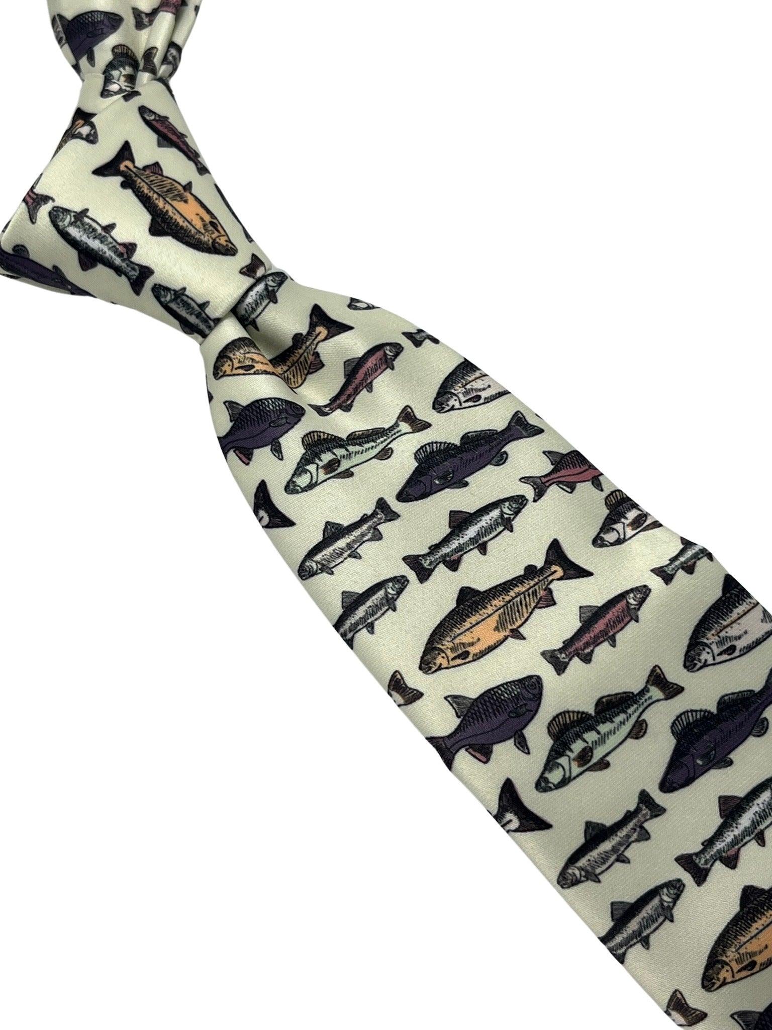 Ivory cream  tie with bass carp trout sea fish-ing - Image 6