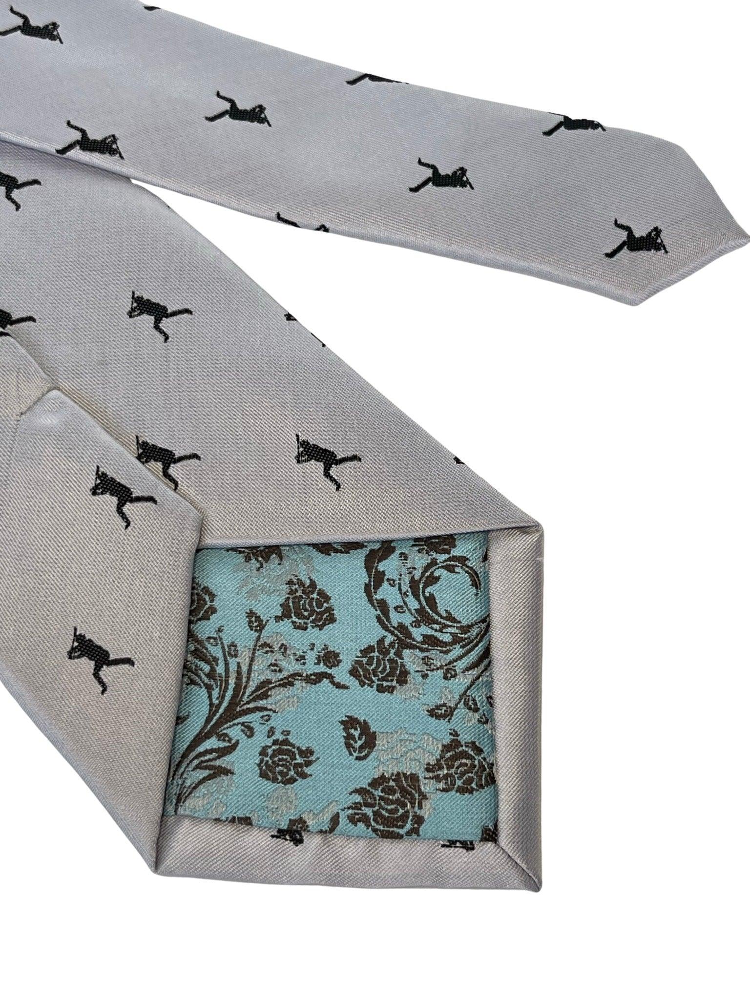 ivory white mens tie with baseball silhouette design - Image 4