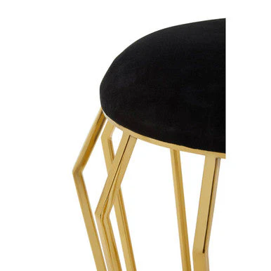 Jaipur Black Velvet And Gold Finish Stool - Image 5