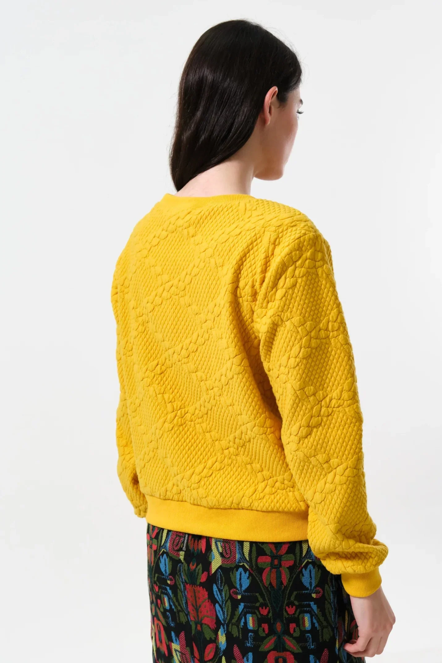 Jan Cable Quilt Sweatshirt - Mustard - Image 2
