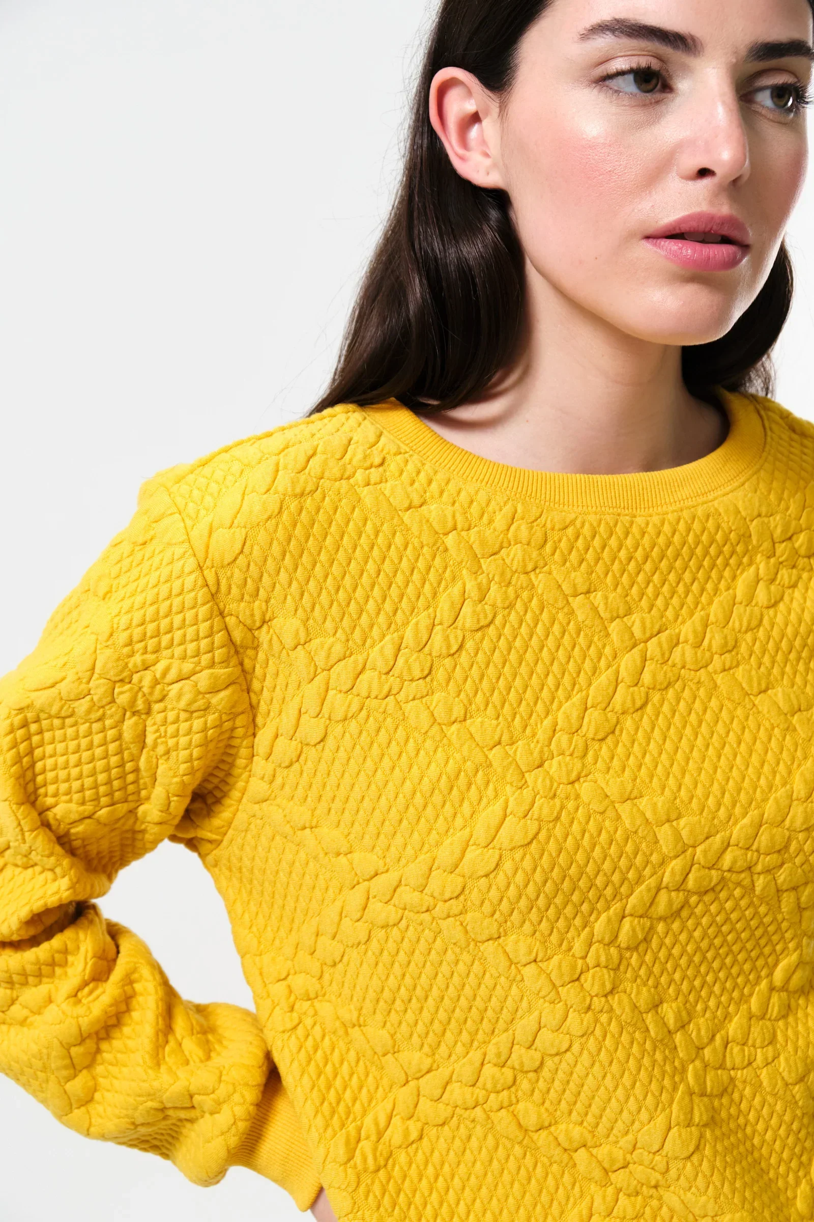 Jan Cable Quilt Sweatshirt - Mustard - Image 4