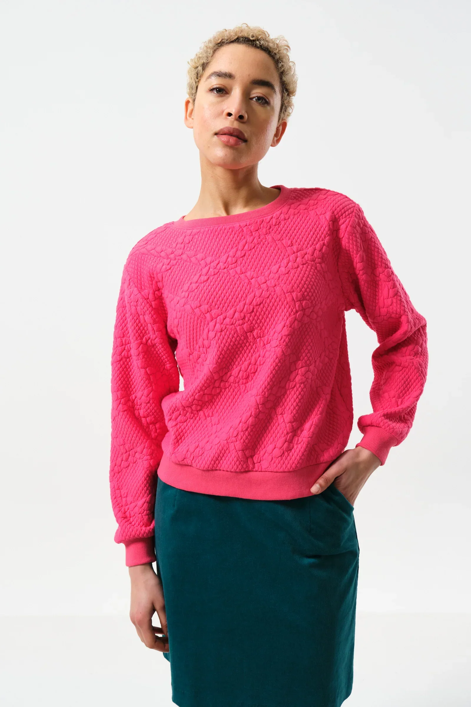 Jan Cable Quilt Sweatshirt - Pink - Image 3