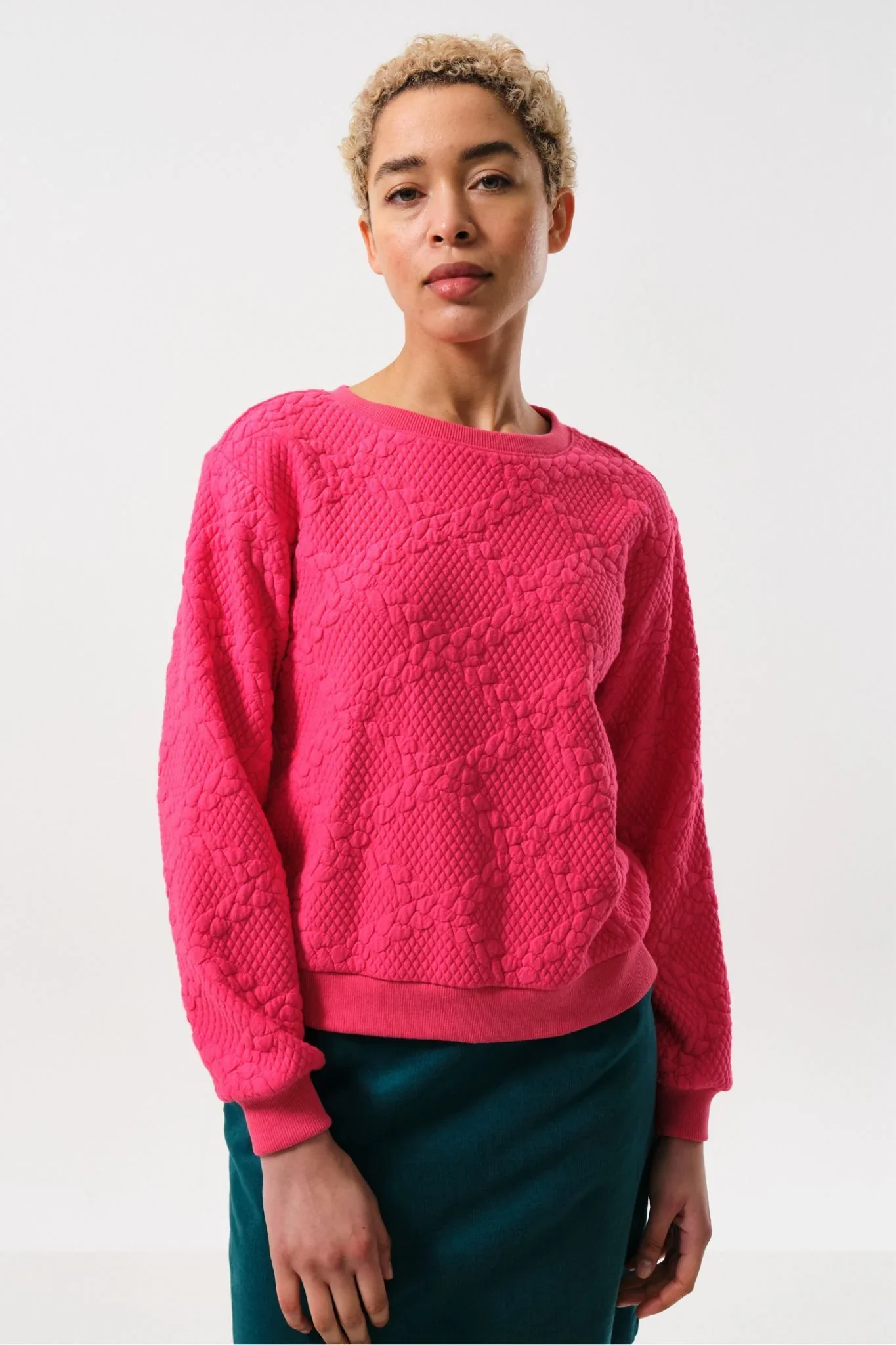 Jan Cable Quilt Sweatshirt - Pink - Image 4