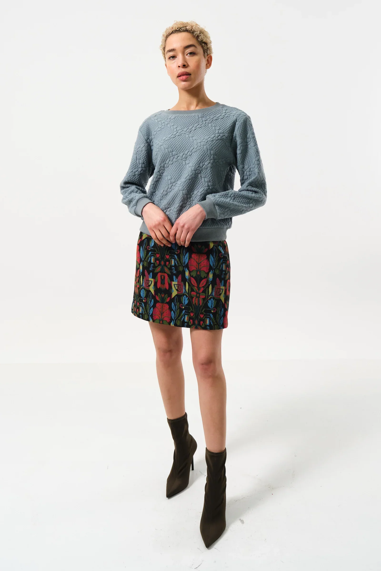 Jan Cable Quilt Sweatshirt - Teal - Image 4