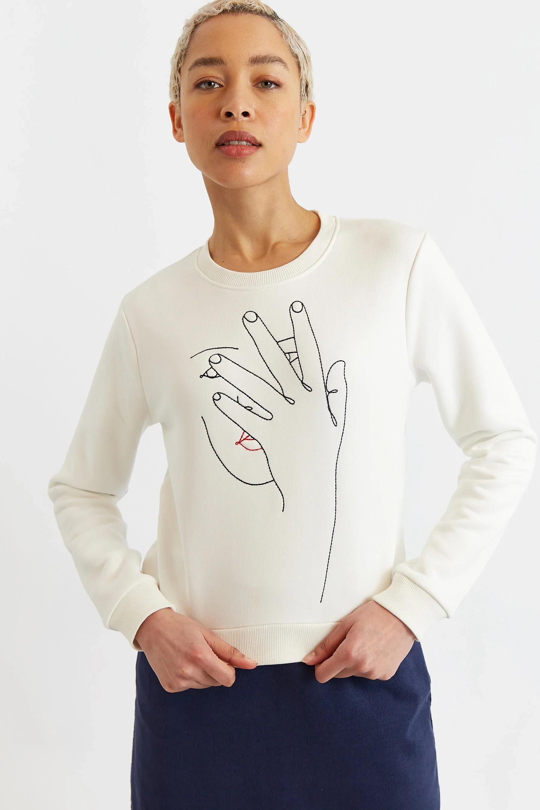 Jan Hand Embroidered Sweatshirt - Off White - Image 6
