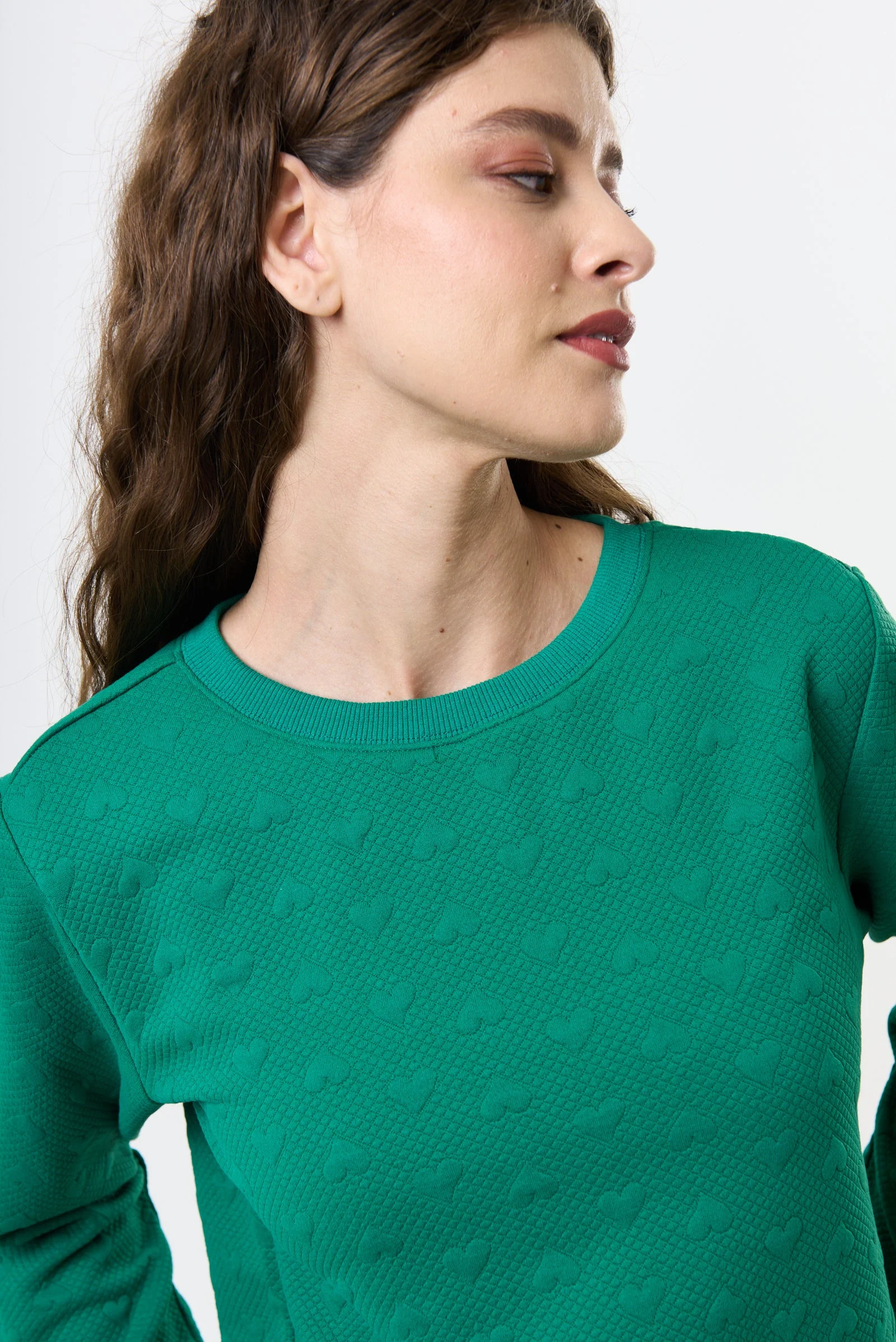 Jan Heartfelt Quilted Sweatshirt - Green - Image 3