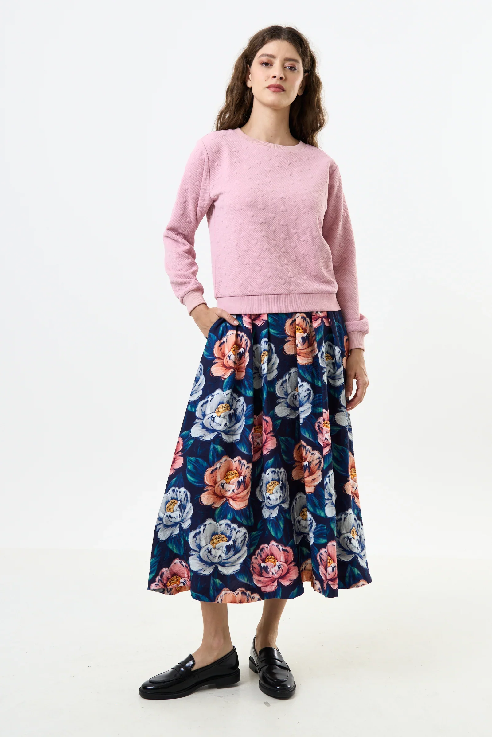 Jan Heartfelt Quilted Sweatshirt - Pale Pink - Image 3