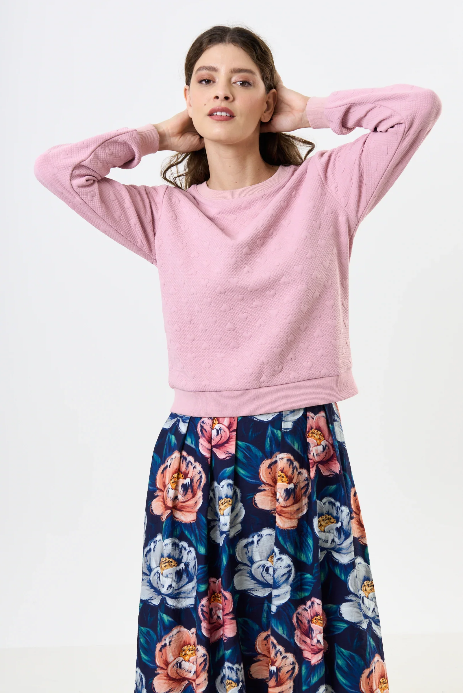 Jan Heartfelt Quilted Sweatshirt - Pale Pink - Image 4
