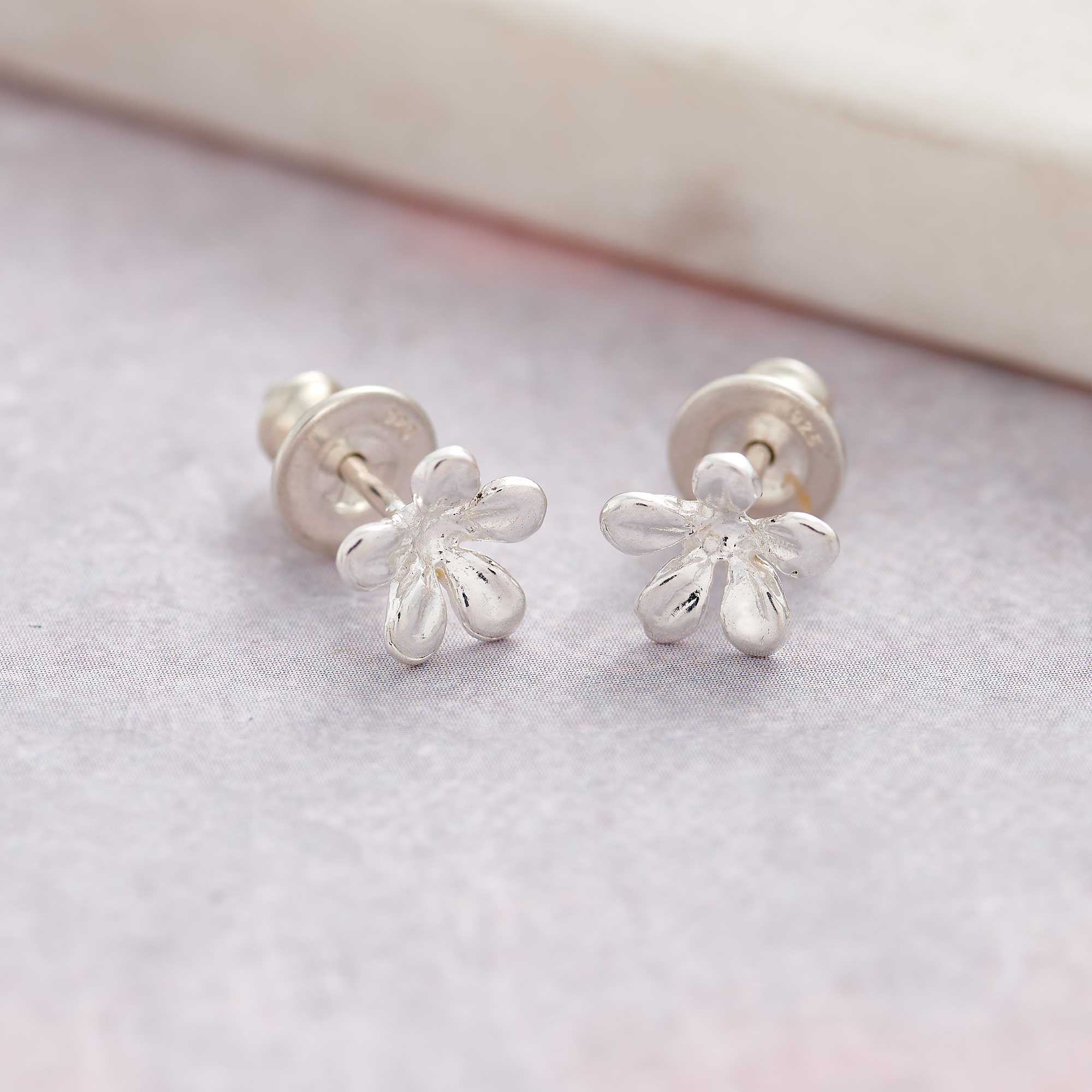 Jasmine Flower Silver Stud Earrings - Image 5