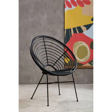 Java Black Natural Rattan Round Chair - Image 7