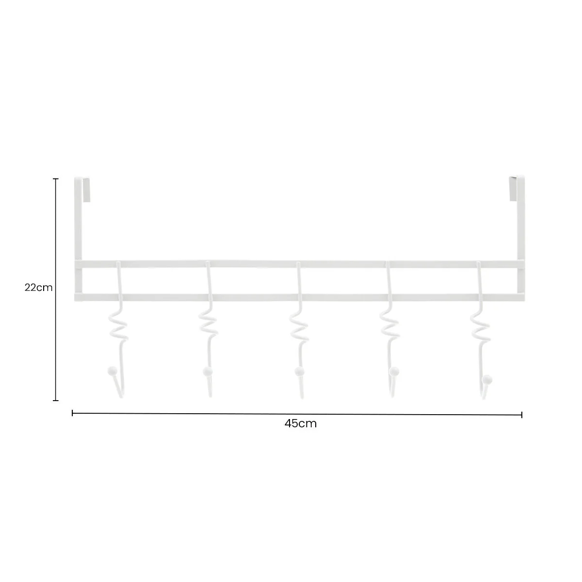 Jaxen Over Door White Hanger with Five Swirl Hooks - Image 5
