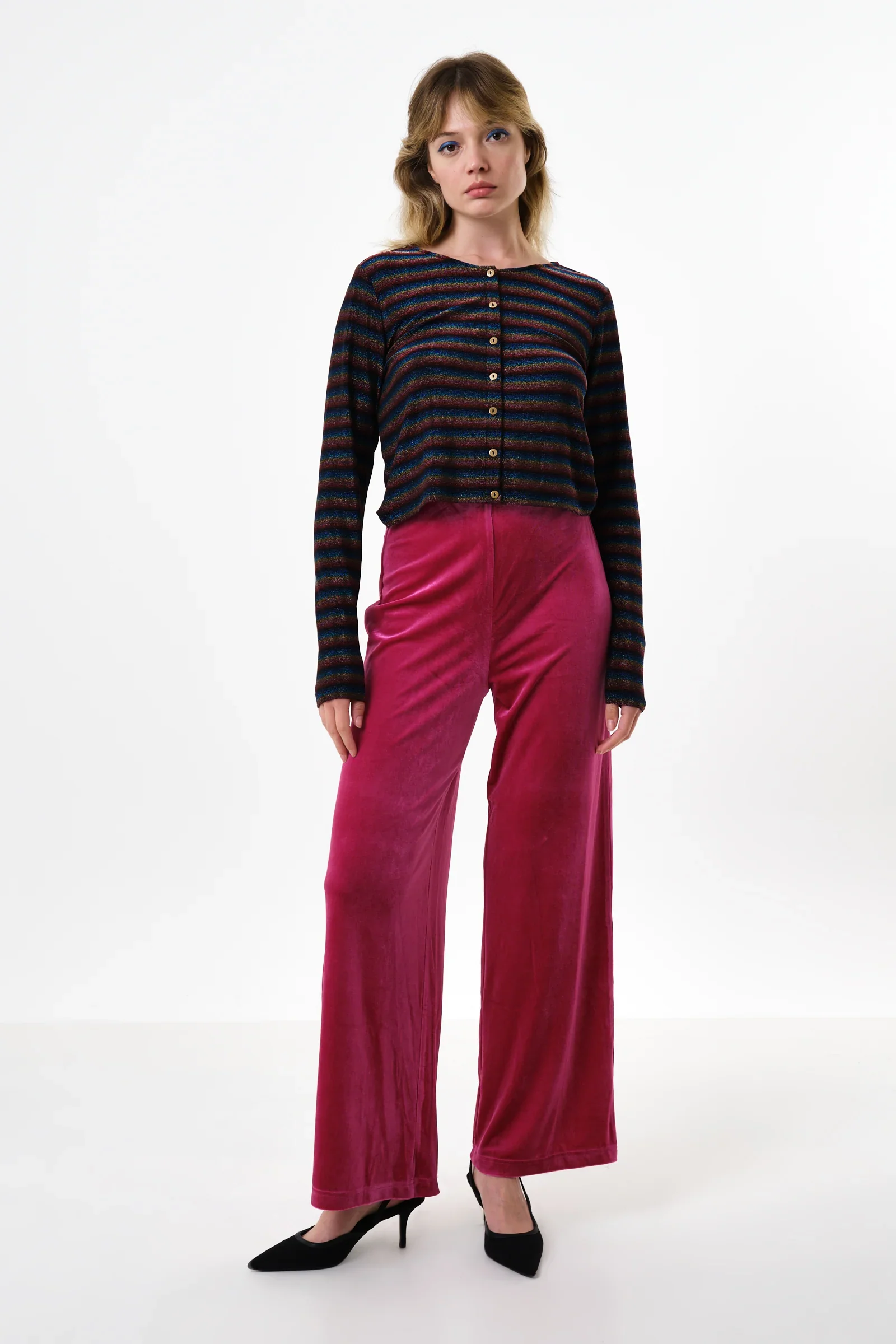 Jayda Sparkle Stripe Cardigan - Gold - Image 4