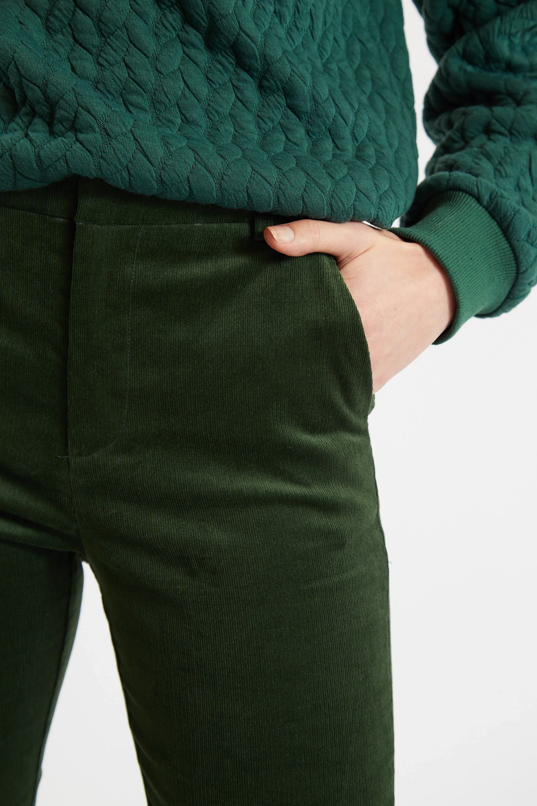 Jayelyn Babycord Flared Trouser - Forest Green - Image 3