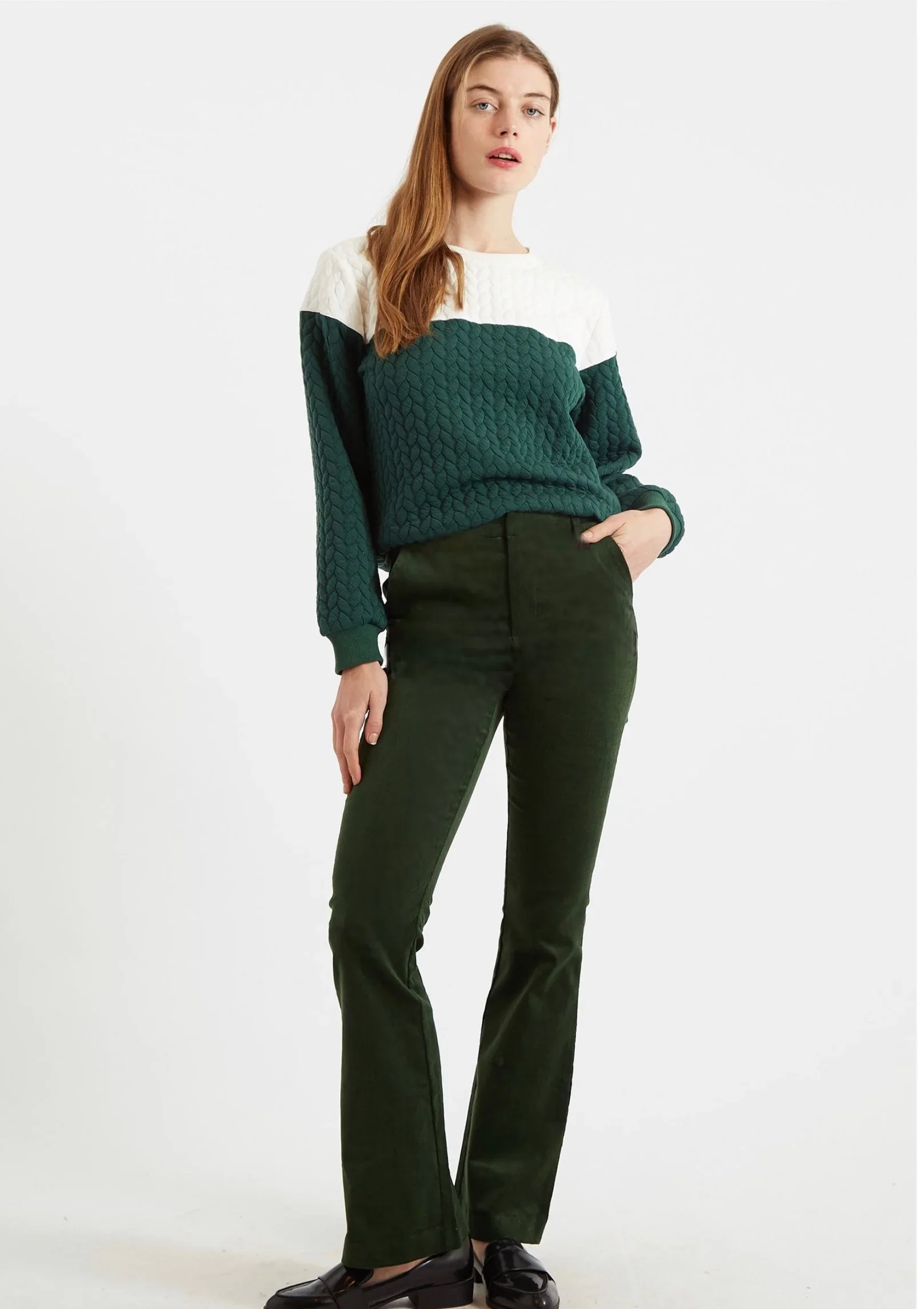 Jayelyn Babycord Flared Trouser - Forest Green - Image 6