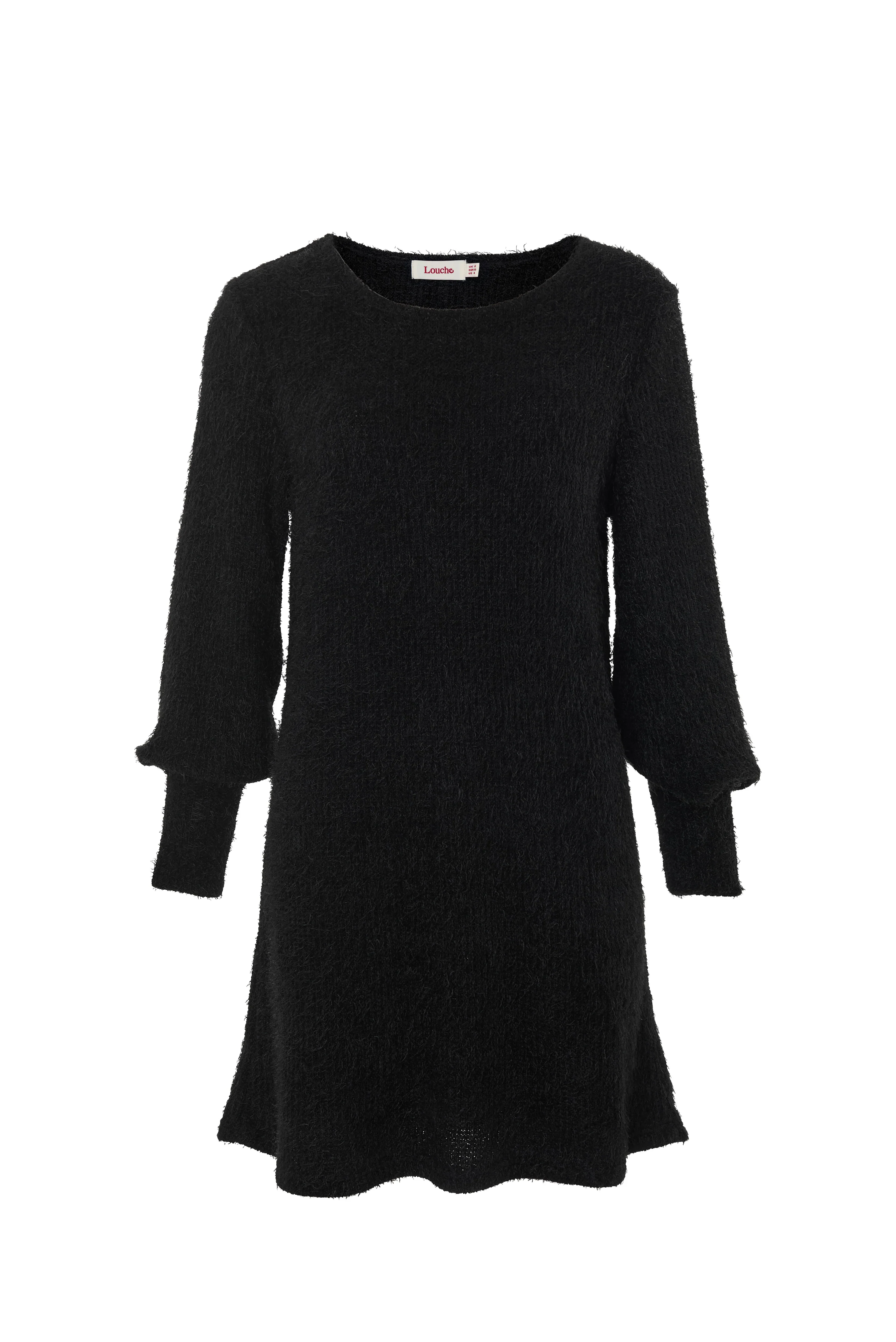 Jenyfer Eyelash Rib Long Sleeve Mini Dress - Black - Image 6