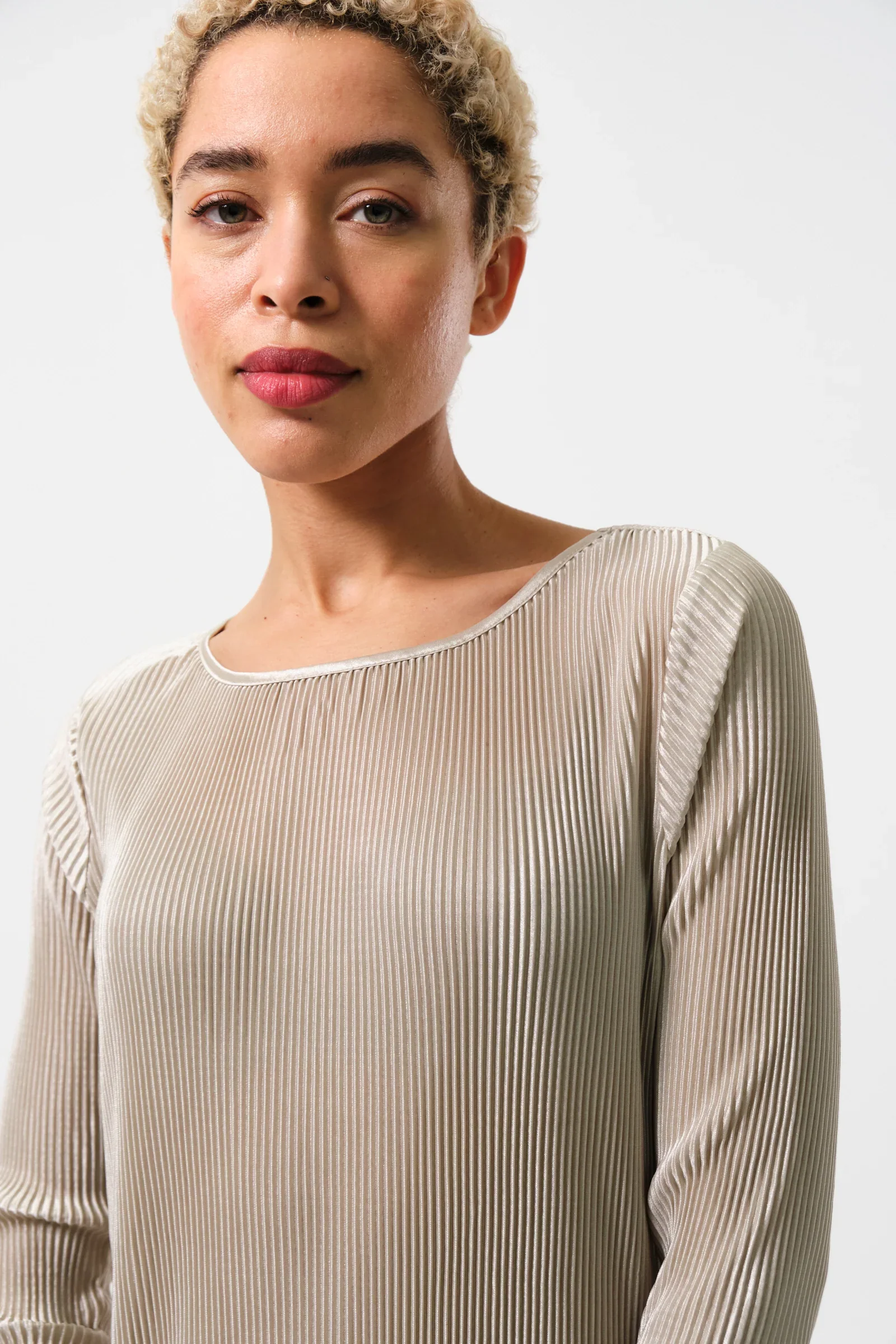 Joeva Pleated Midi Dress - Stone - Image 3