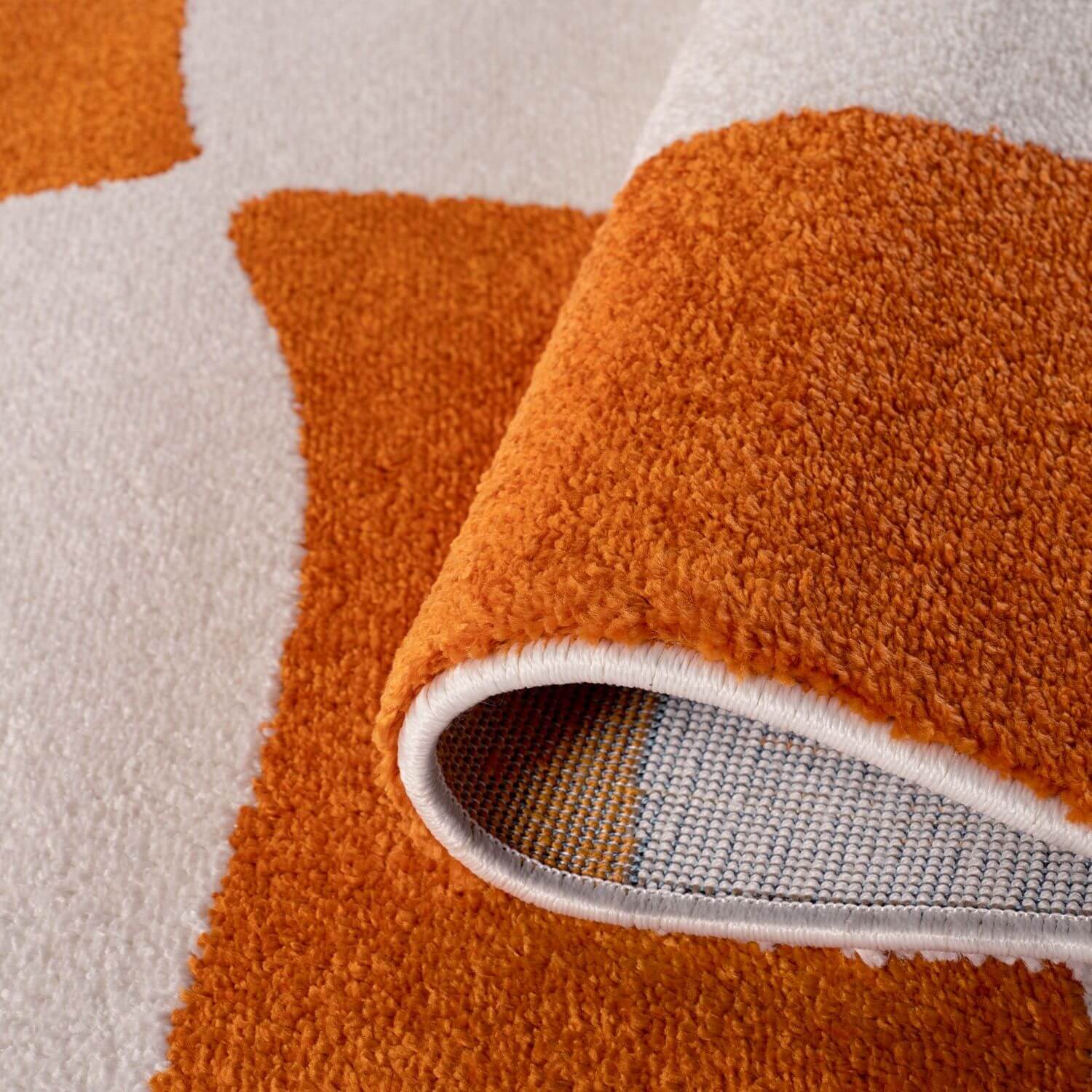 Joli Checkered Orange & White Rug - Image 4