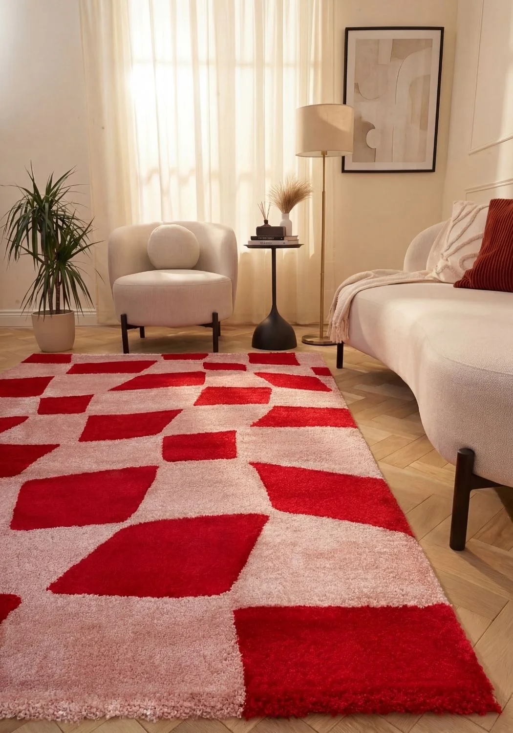 Joli Checkered Red & Pink Rug - Image 2