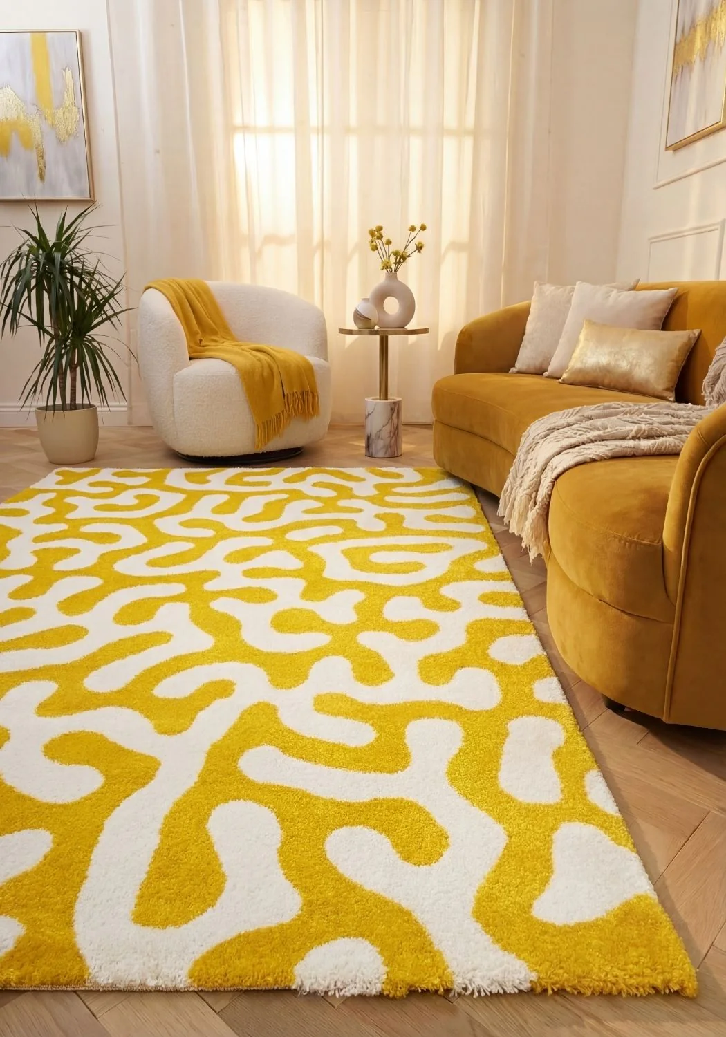 Joli Doodle Yellow & White Rug - Image 2