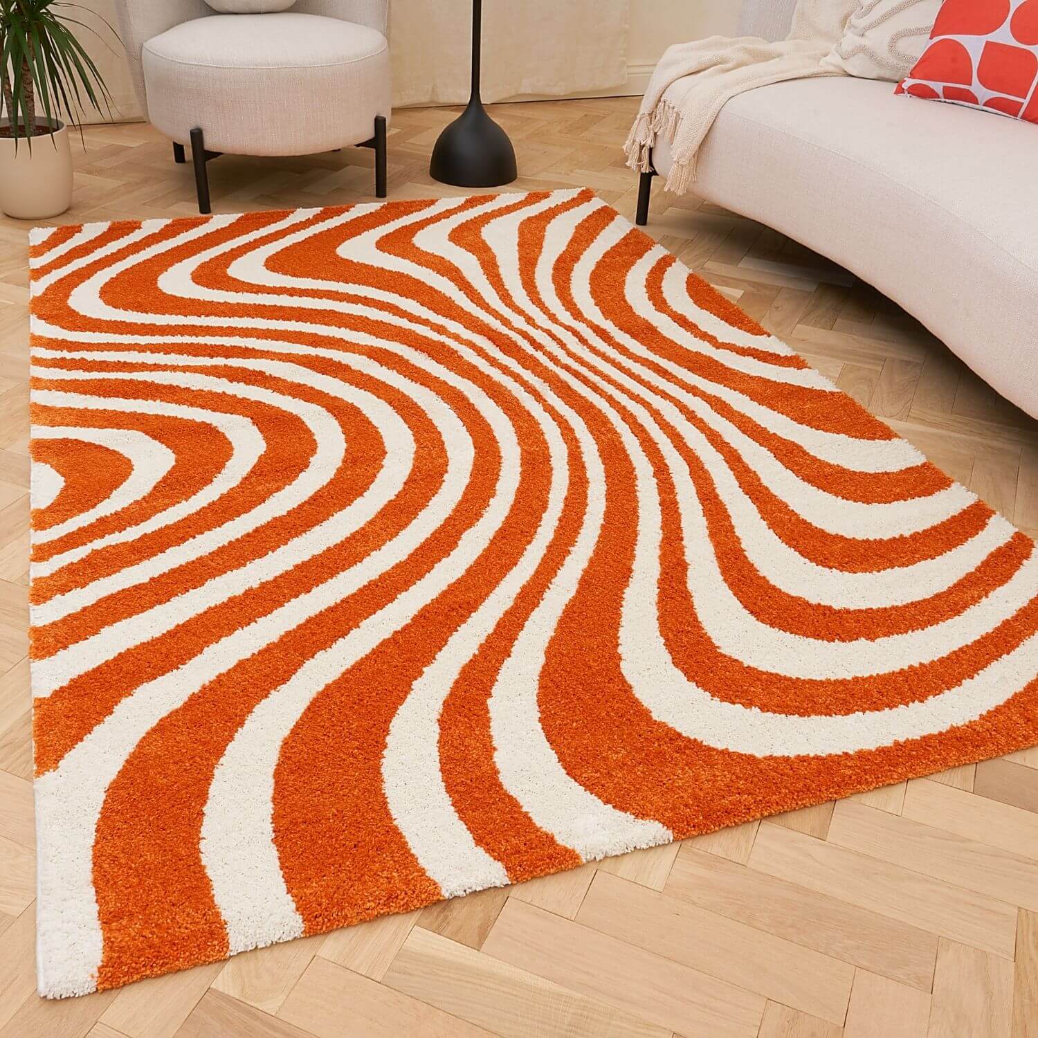 Joli Striped Orange & White Rug - Image 8