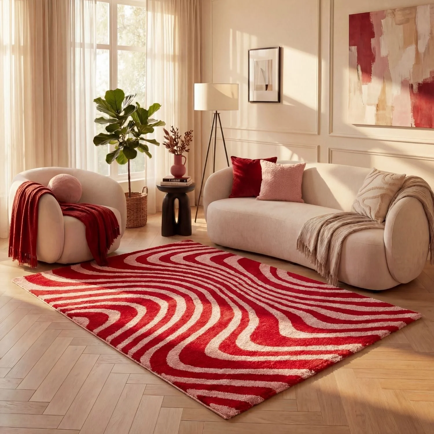 Joli Striped Red & Pink Rug - Image 7