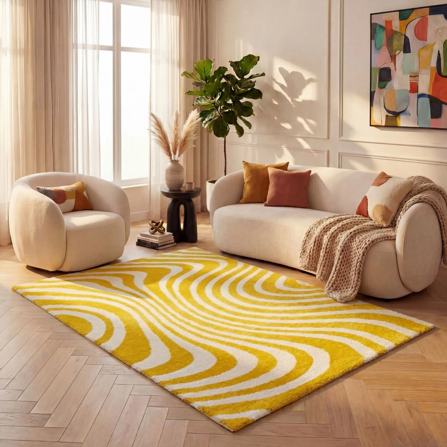 Joli Striped Yellow & White Rug - Image 7