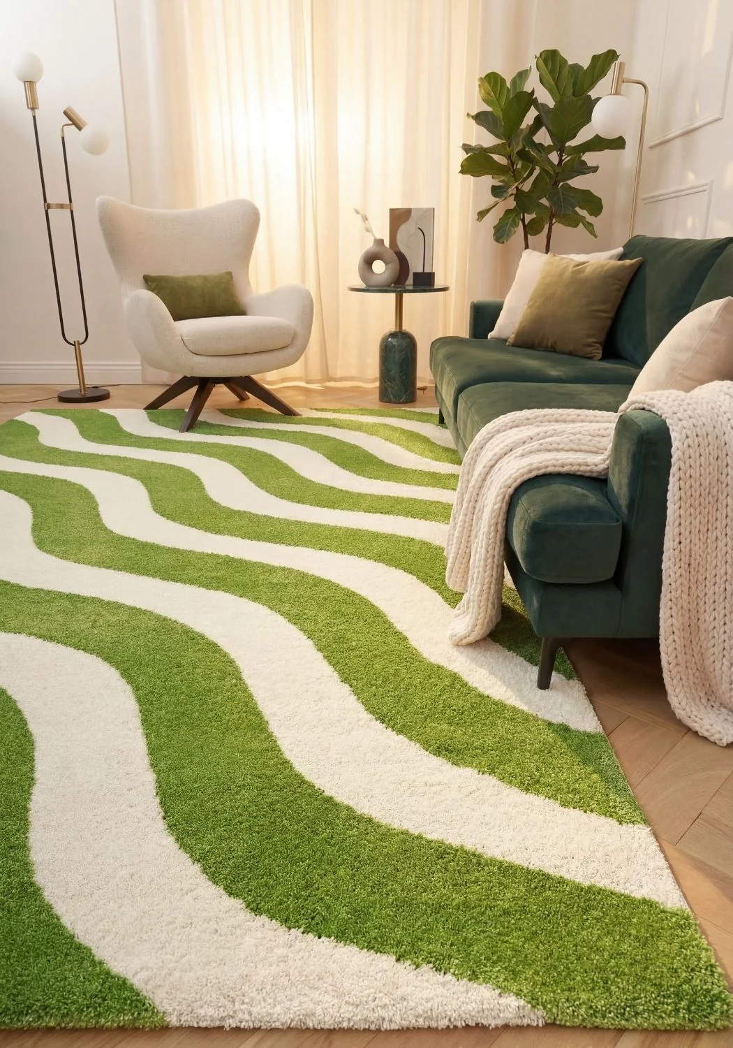 Joli Wave Green & White Rug - Image 2