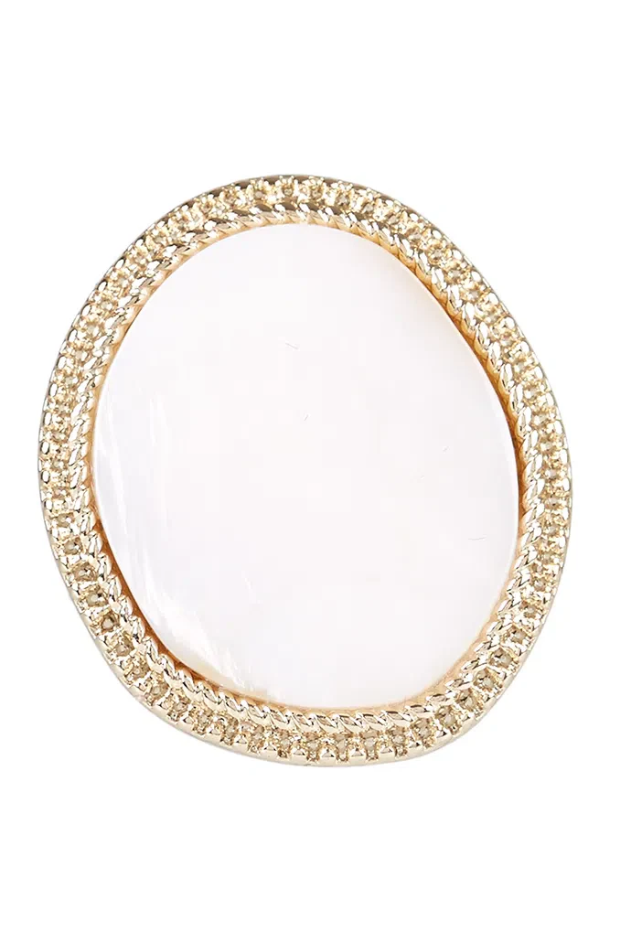 Julia White Shell Ring - Gold - Image 2