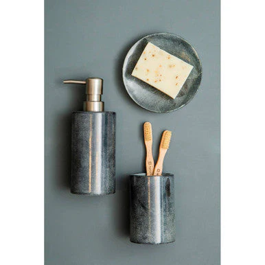 Kamal Dark Grey Marble Effect Soap Dish - Image 6