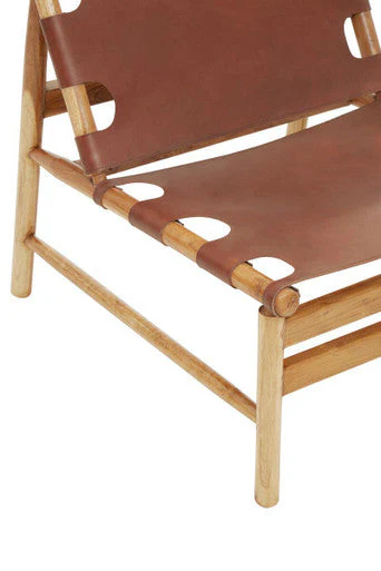 Kendari Antique Brown Leather Sling Chair - Image 9